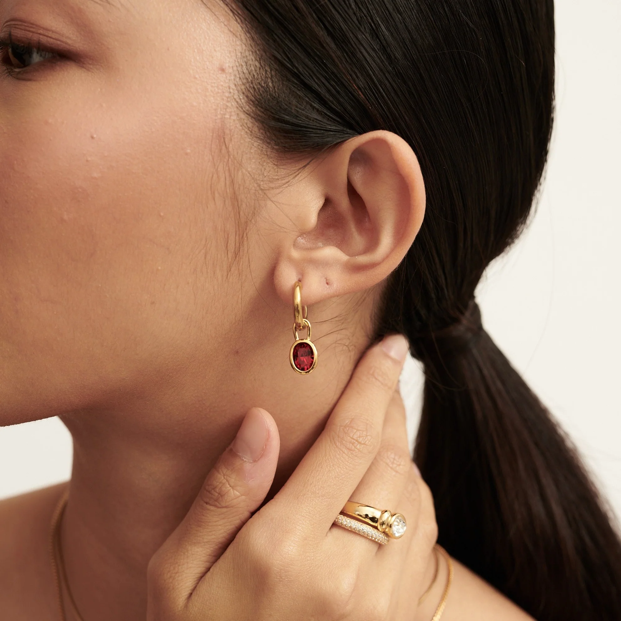 Bella Earrings - Ruby Red - Image 2