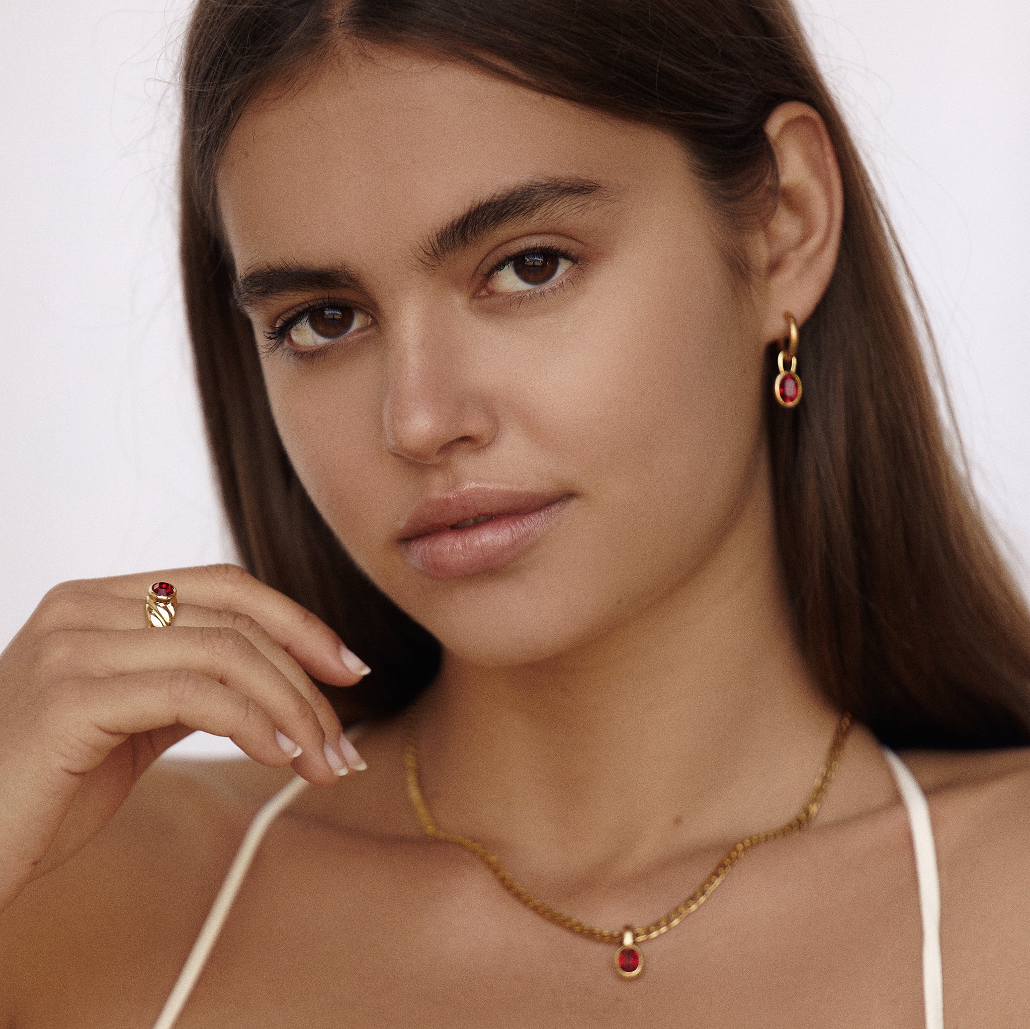 Bella Earrings - Ruby Red - Image 5